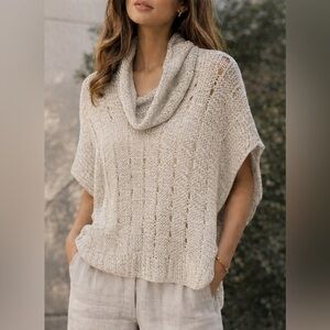 Vivienne Tam Open Knit Cowl Neck Sweater Dolman Sleeve Y2K